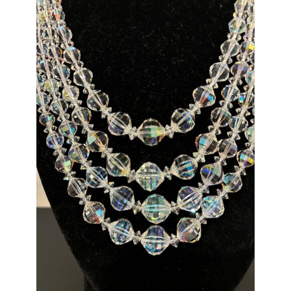 Vintage Laguna Aurora Borealis Necklace 4 Strands - Picture 3 of 6